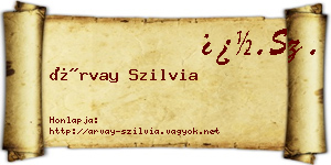 Árvay Szilvia névjegykártya