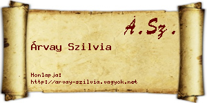 Árvay Szilvia névjegykártya